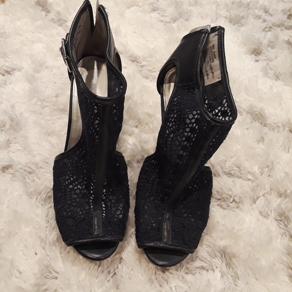 Navy Blue Espadrille Wedge Heels - Picture 5 of 11